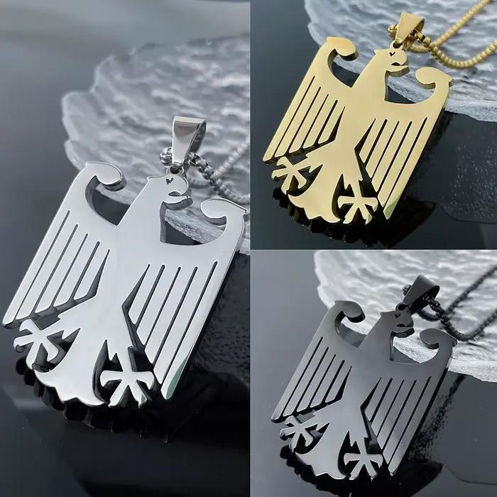 Collier chaîne pendentif aigle allemand en acier inoxydable, drapeau du Deutschland allemand, bijoux ethniques, cadeaux pour hommes et femmes, vente en gros