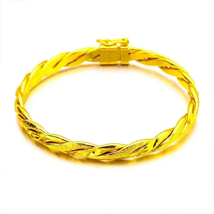 Bracelet en or massif 24 carats pur 9999 - Bijou rotatif haut de gamme à finition semi-intégrée sable et mate pour femme
