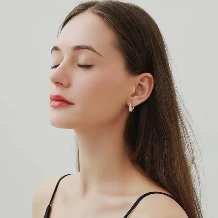 IOGOU luxe 1.86cttw plein Moissanite diamant cerceau boucles d'oreilles pour les femmes Original 925 en argent Sterling