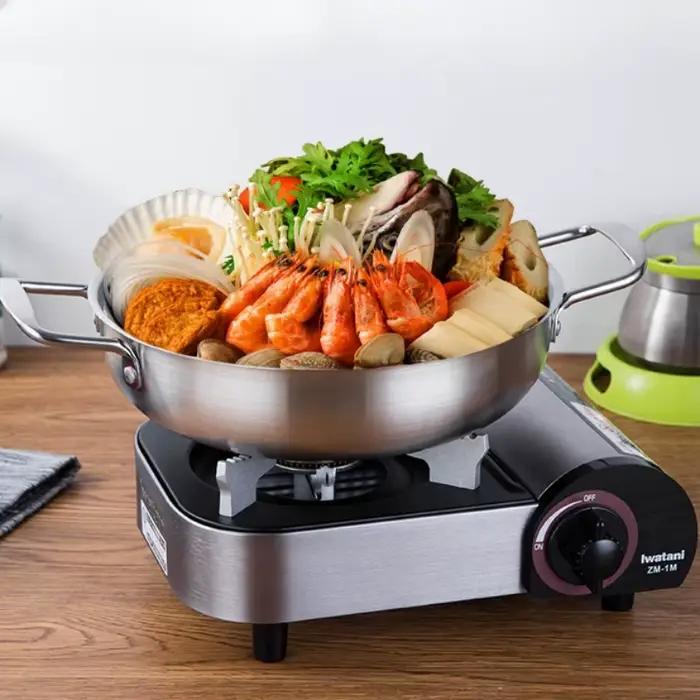 Ustensiles de cuisine en acier inoxydable, casserole sèches avec poignée, cuisson à domicile, poêle Paella, fruits de mer, Pot de riz, assiettes de collation de pique-nique