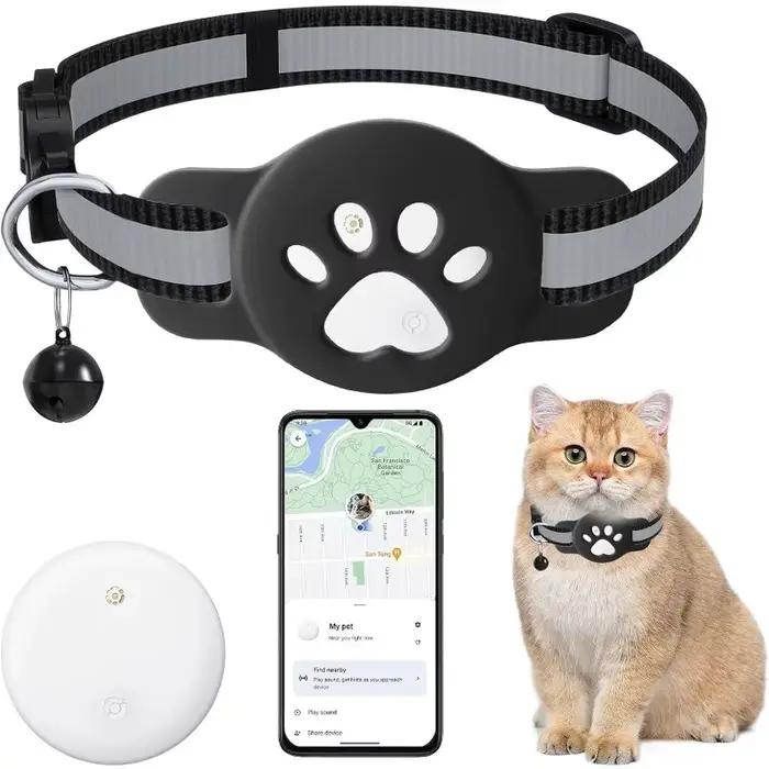 Traceur GPS pour animaux de compagnie à distance, étanche, alerte de mouvement, collier anti-perte, localisateur mondial pour chien et chat, compatible avec l'application Google Find My pour Android