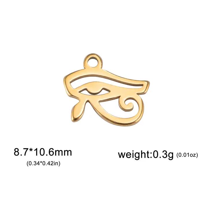 Breloques l'oeil d'horus Ra Udjat pour la fabrication de bijoux, en acier inoxydable, couleur or, pendentifs de collier et de Bracelet faits à la main, DIY, 5 pièces/lot