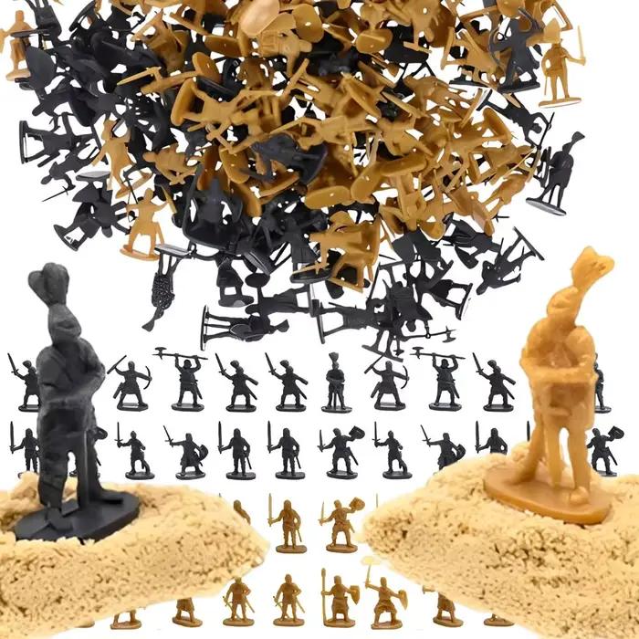 25/50 pièces Figurines de Chevaliers Médiévaux Dorés/Gris en Plastique, Mini Guerriers en Gros pour Diorama, Décoration de Scène, Jouet YMY