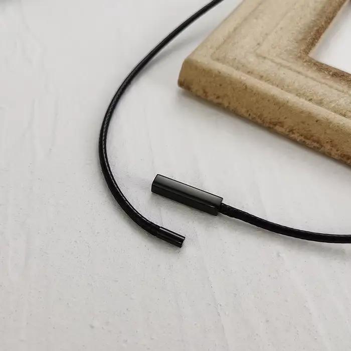 Collier ras du cou en corde noire pour hommes, avec boucle magnétique
