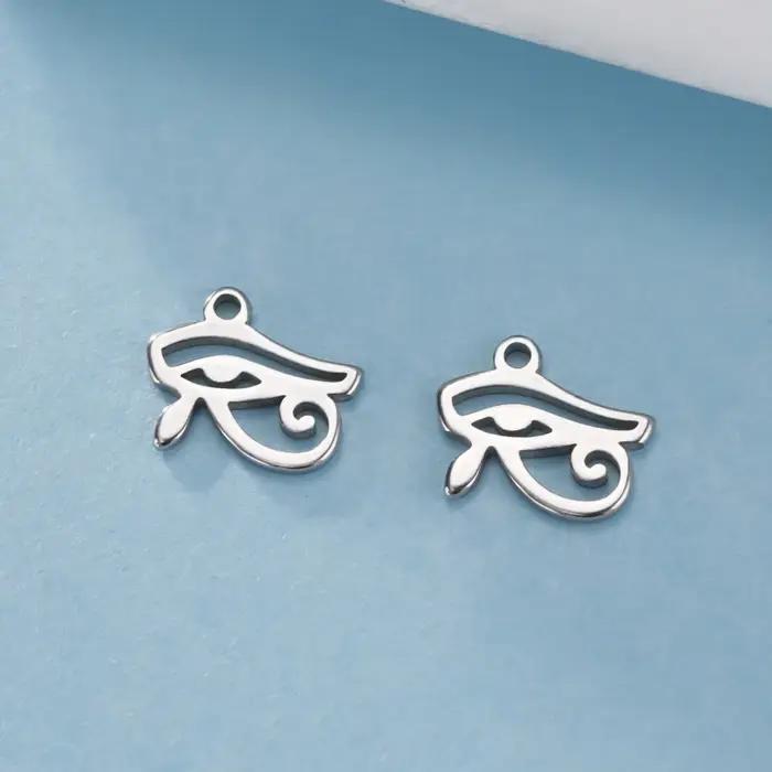 Breloques l'oeil d'horus Ra Udjat pour la fabrication de bijoux, en acier inoxydable, couleur or, pendentifs de collier et de Bracelet faits à la main, DIY, 5 pièces/lot