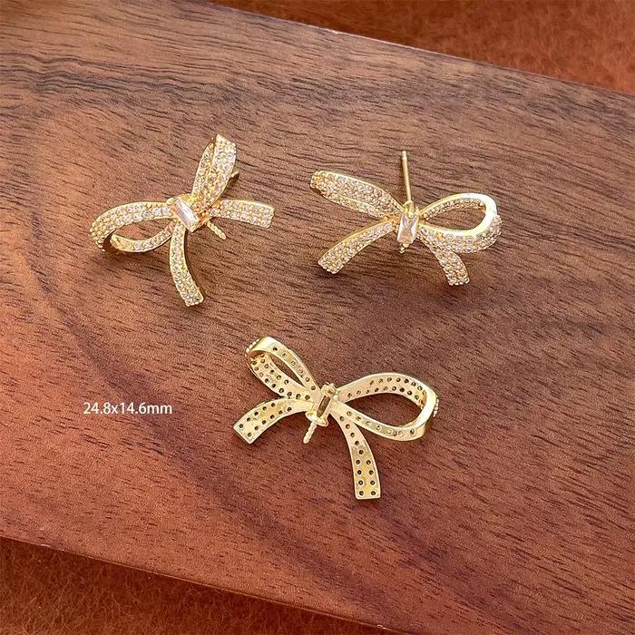 Boucles d'oreilles irrégulières en laiton plaqué or véritable avec zircon incrusté, matériaux semi-finis pour la fabrication de bijoux DIY