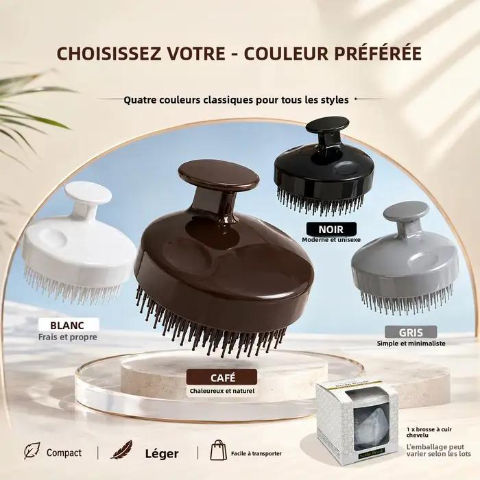 Brosse de massage du cuir chevelu pour shampoing, à poils double longueur, démêlante pour cheveux humides et secs, avec poignée ergonomique pour hommes et femmes, pour soins capillaires sous la douche