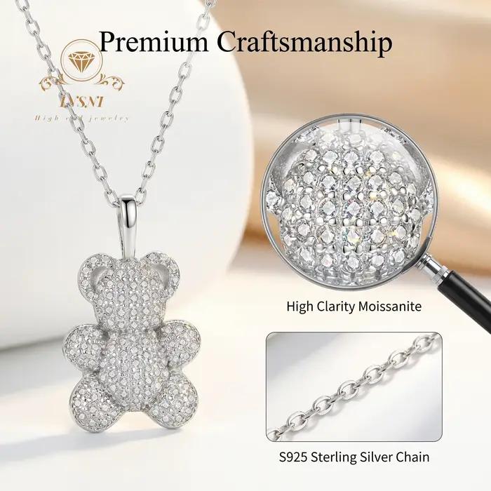 Collier en argent sterling S925 plaqué or 18 carats, pendentif ours mignon de luxe léger, design de niche, bijoux abordables, cadeau pour femmes