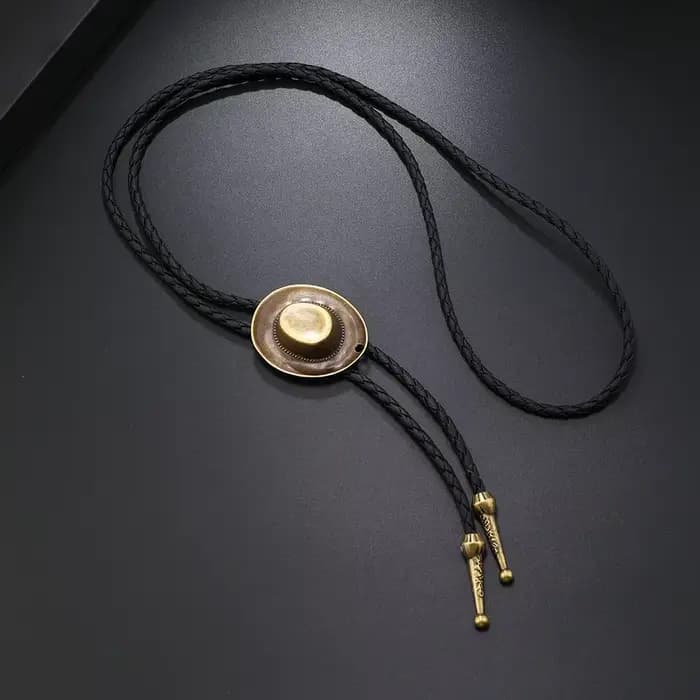 Collier en cuir style chapeau de jazz