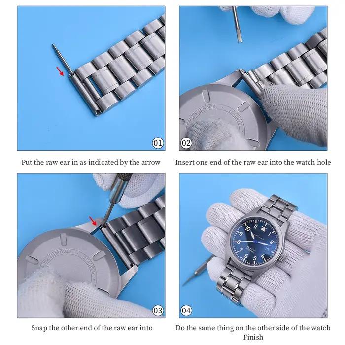 Bracelet de montre en acier inoxydable pour hommes et femmes, universel, étanche, accessoires avec outil, 14, 16, 18, 19, 20, 21, 22, 23, 24mm