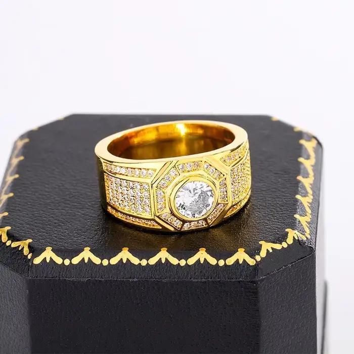 Bague luxueuse en or 18 carats pour hommes, en Zircon AAAA, cadeau d'anniversaire, bijoux pour hommes, bijoux de fête de haute qualité