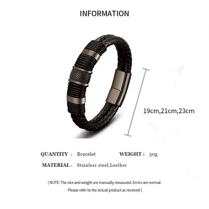 Bracelets en cuir tressé vintage pour hommes, bracelets classiques en acier inoxydable, bracelets punk, bijoux pour poignet, cadeaux pour hommes K-