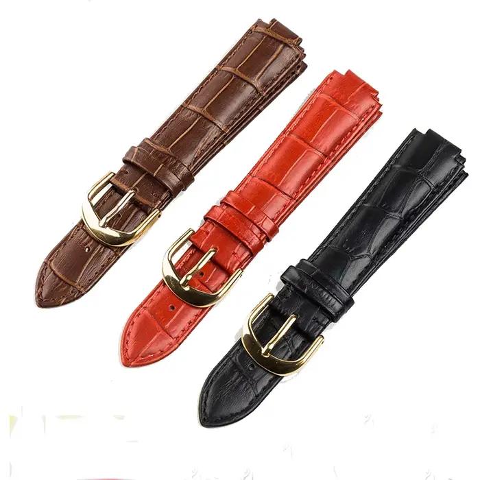 Bracelet de montre en cuir véritable adapté à l'interface convexe Cartier 16/18/20/22mm, accessoires de remplacement pour chaîne de montre homme/femme