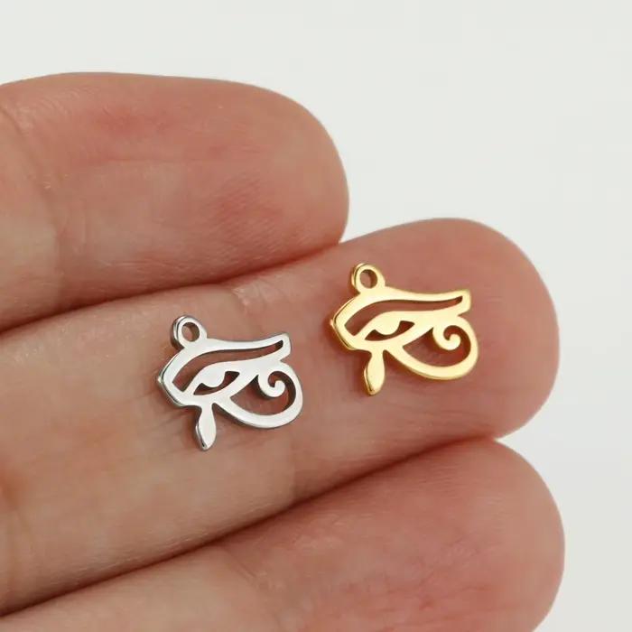 Breloques l'oeil d'horus Ra Udjat pour la fabrication de bijoux, en acier inoxydable, couleur or, pendentifs de collier et de Bracelet faits à la main, DIY, 5 pièces/lot