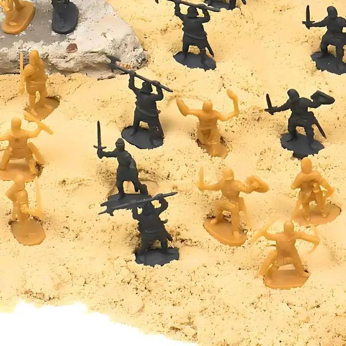 25/50 pièces Figurines de Chevaliers Médiévaux Dorés/Gris en Plastique, Mini Guerriers en Gros pour Diorama, Décoration de Scène, Jouet YMY