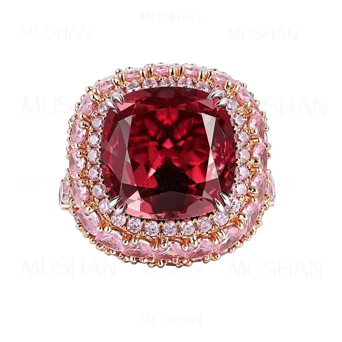 Bague en or 14k 18k MUSHAN personnalisée avec pierres précieuses de laboratoire émeraude verte