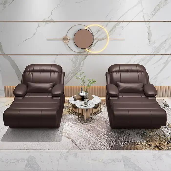 Canapés de salon en cuir, luxe européen, multifonctionnels, confortables, avec coussins, pour bureau, Divano Soggiorno, meubles de maison