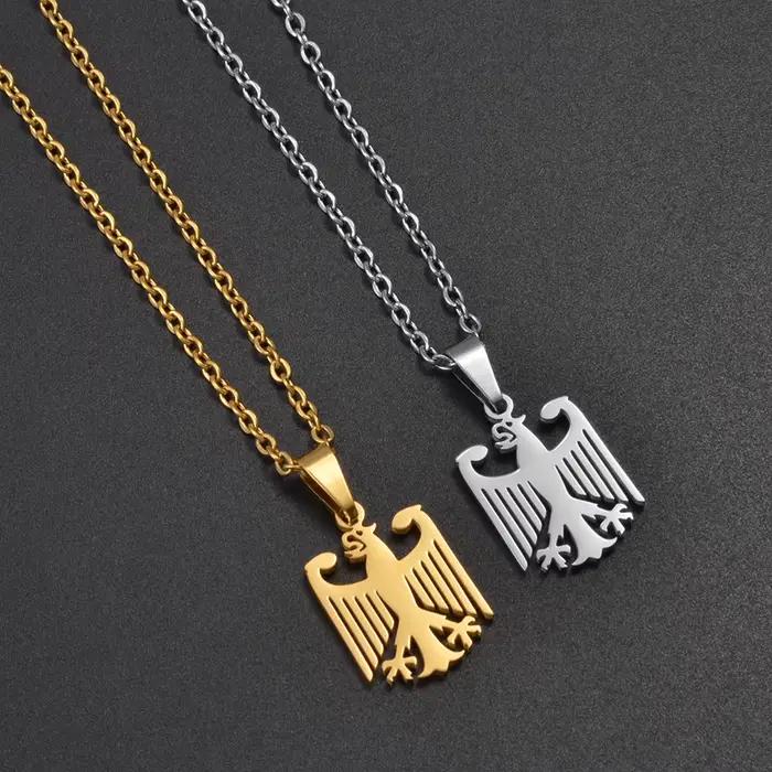 Collier en chaîne d'aigle allemand en acier inoxydable, bijoux ethniques allemands pour femmes et hommes, 1 pièce # 508062