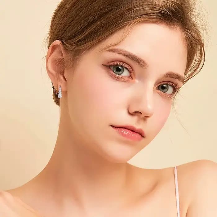 IOGOU luxe 1.86cttw plein Moissanite diamant cerceau boucles d'oreilles pour les femmes Original 925 en argent Sterling