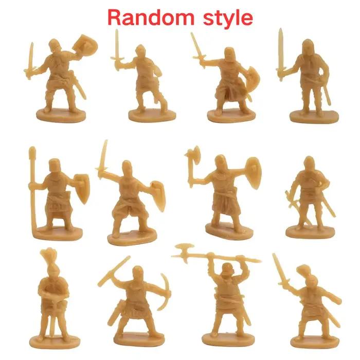25/50 pièces Figurines de Chevaliers Médiévaux Dorés/Gris en Plastique, Mini Guerriers en Gros pour Diorama, Décoration de Scène, Jouet YMY