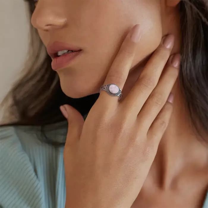 Bague en argent sterling 925 avec pierre naturelle