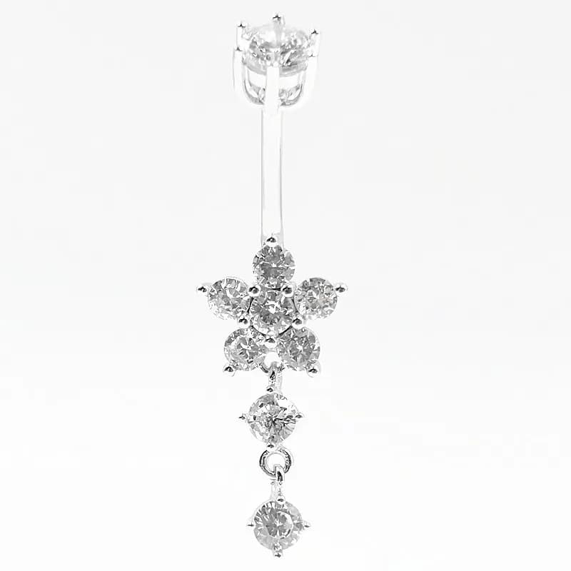 Anneau de nombril en argent regardé 925, bijoux de piercing au corps, ventre ichi, fleur de mode