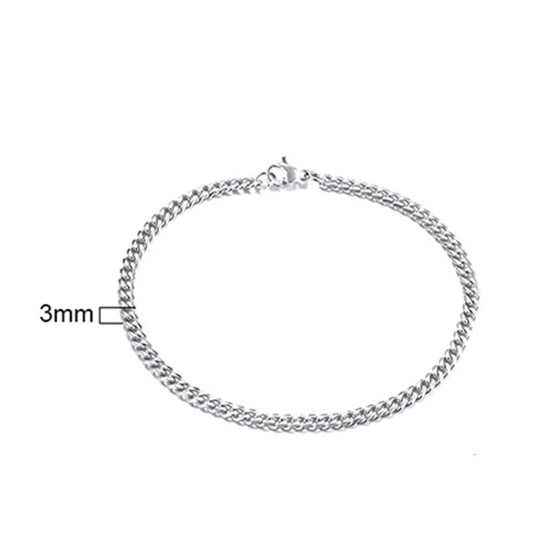 Bracelet chaîne à maillons cubains pour hommes femmes Couples bracelets en acier inoxydable 3mm à 11