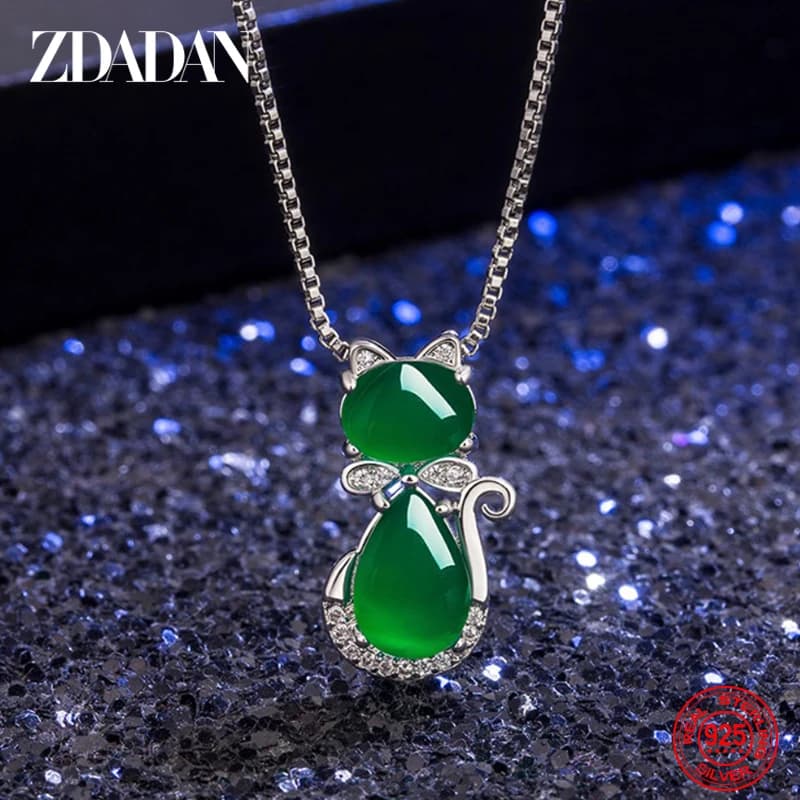 ZDADAN-Collier émeraude en argent regardé 925 pour femme, bijoux fantaisie, accessoires