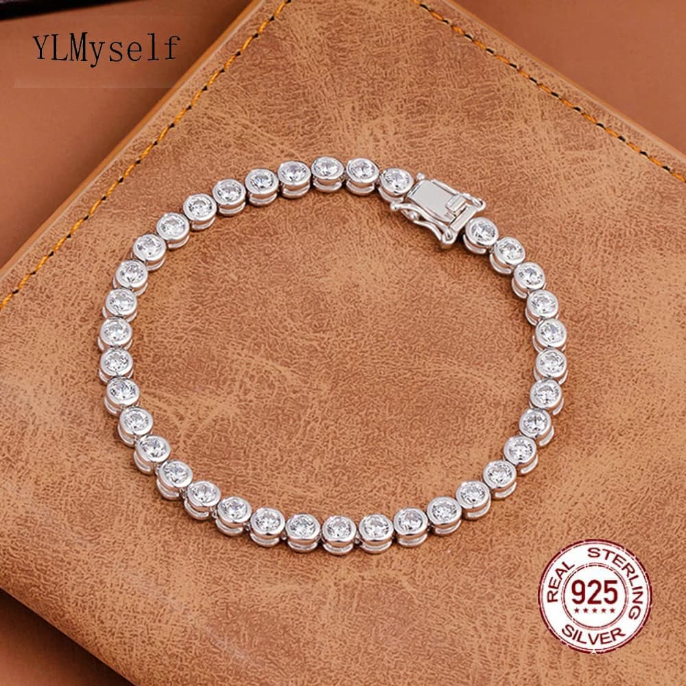 Bracelet en Argent Sterling 925 Massif de 15 à 18cm, Bijoux Fins et Purs de 3mm pour Femme