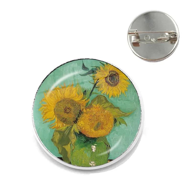 Van Gogh-Broche en Bronze Vintage avec Cabochon en Verre, Épingles de Collier avant, Danemark ge de