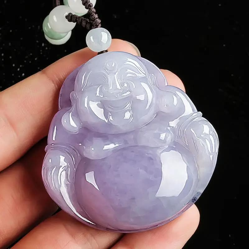 Pendentif bouddha en Jade AAA pour hommes et femmes, amulette en pierre de Jades violette, breloques