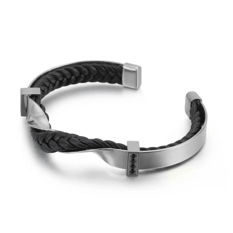 KALEN Bracelets irréguliers uniques pour hommes or/couleur acier inoxydable cuir de vachette hommes