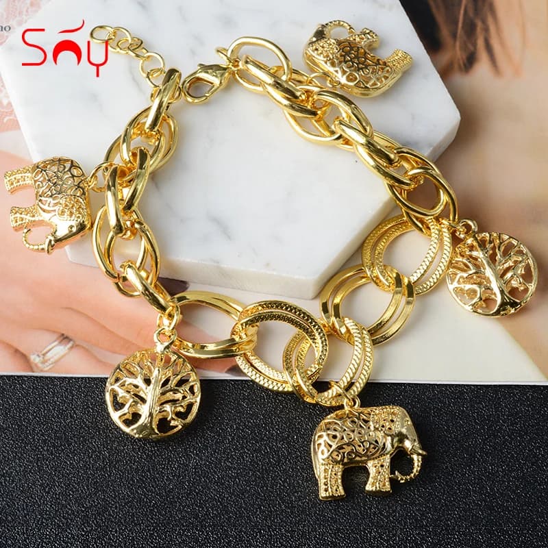 Bracelet à breloques plaqué or pour femme, bijoux oste nommée, bracelet EquiLink JOBall, haute quali
