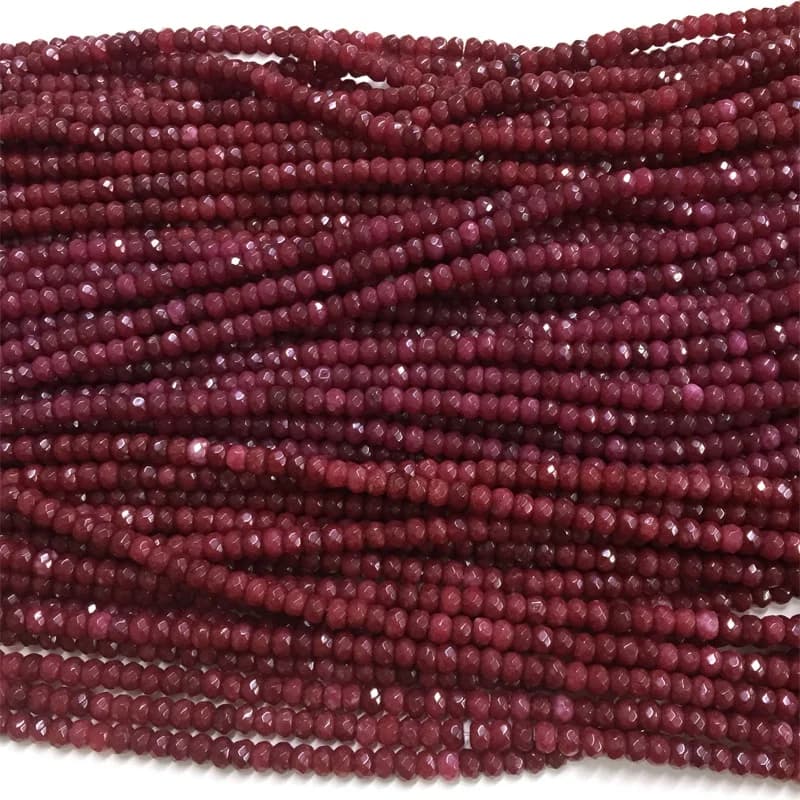 Perles Rondes Facettées en Rubis Rouge du Brésil 4*6MM, Pierres Naturelles, Qualité AAA, 15 pouces,