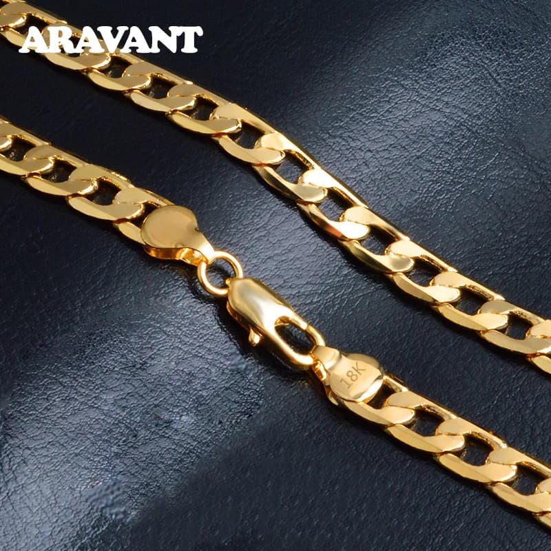 Aravant 925 argent 4MM/6MM/8MM 18K or plat collier chaînes pour hommes femmes bijoux de mode