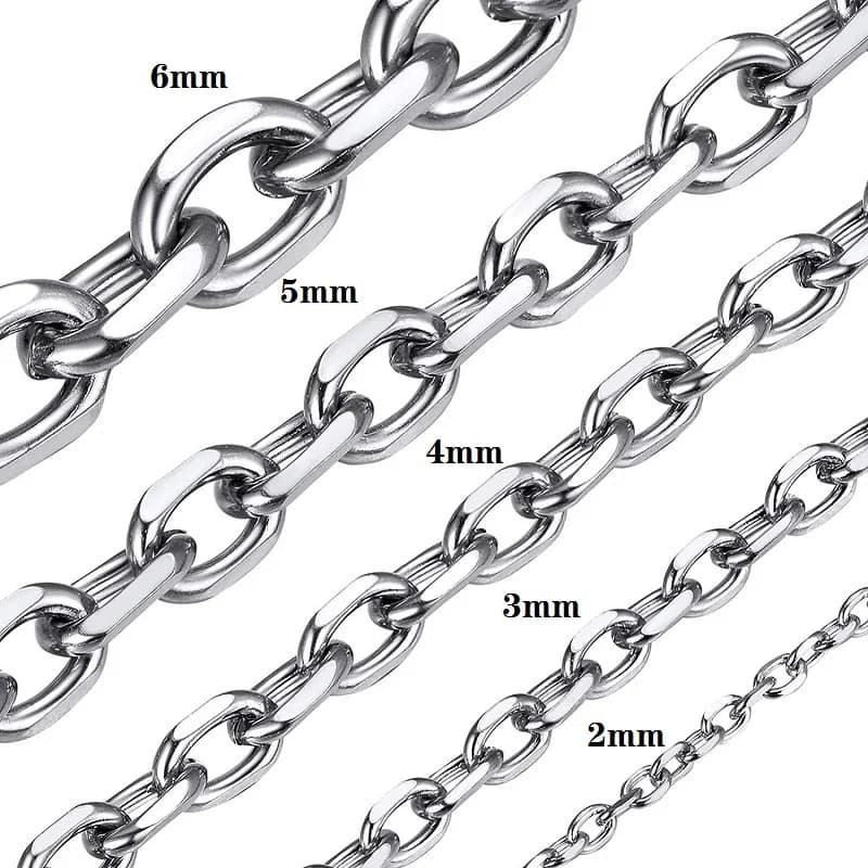 O JOFor-Collier en acier inoxydable pour homme et femme, largeur 1.5mm, 2mm, 3mm, 4mm, 5mm, 6mm, pen