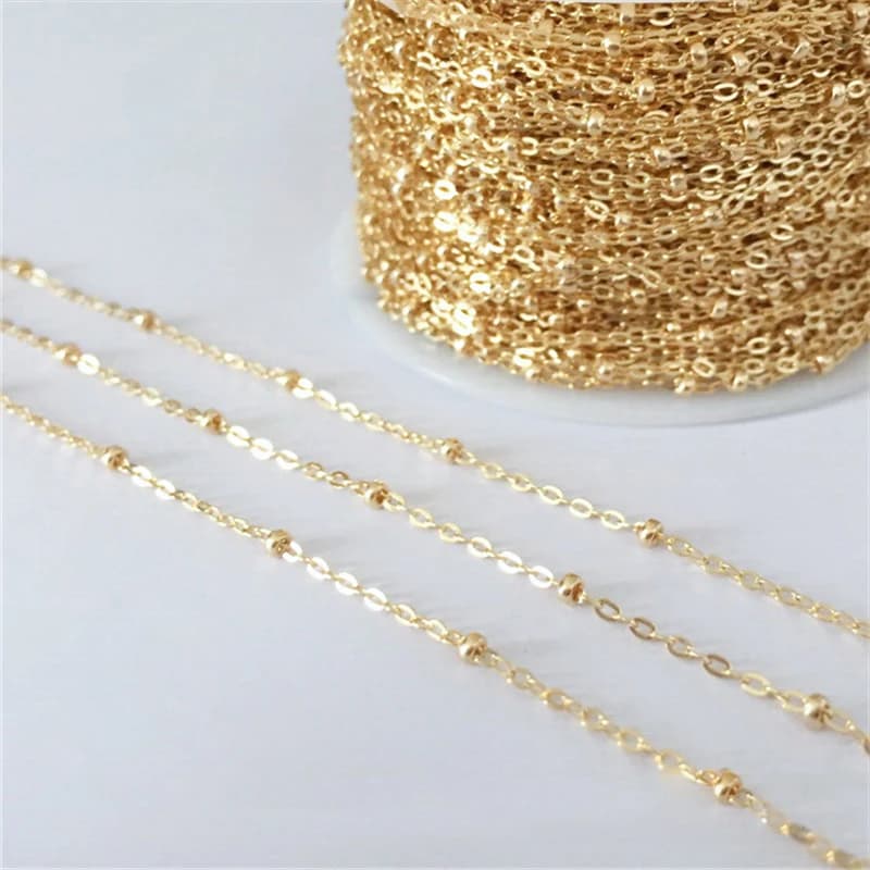 Chaîne satellite en or véritable 14 carats, chaîne de 1 mm, collier en or, bijoux minimalistes, chaî
