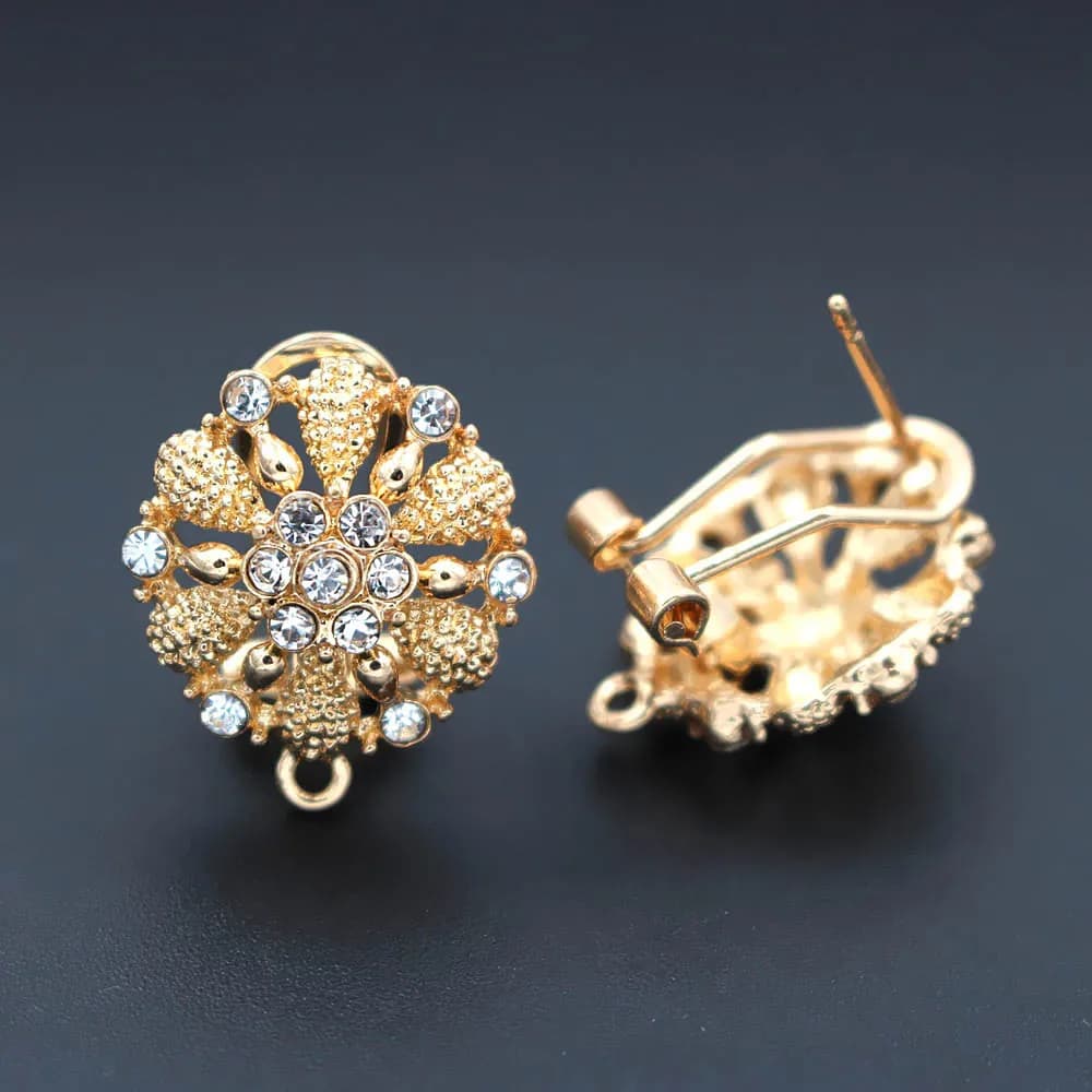 10 paires de boucles d'oreilles fleur filigrane avec boucle cintre pavé CZ bricolage africain chili