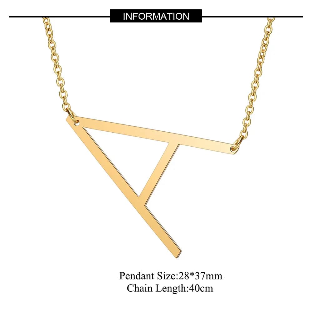 Grand collier initiaux 100% bijoux en acier inoxydable, grand collier avec lettres A-Z, couleur or,