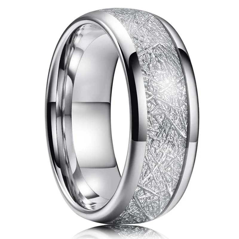 Bague en acier inoxydable pour homme, couleur argent, 8 mm, avec motif ciel étoilé nébuleuse d'Orion