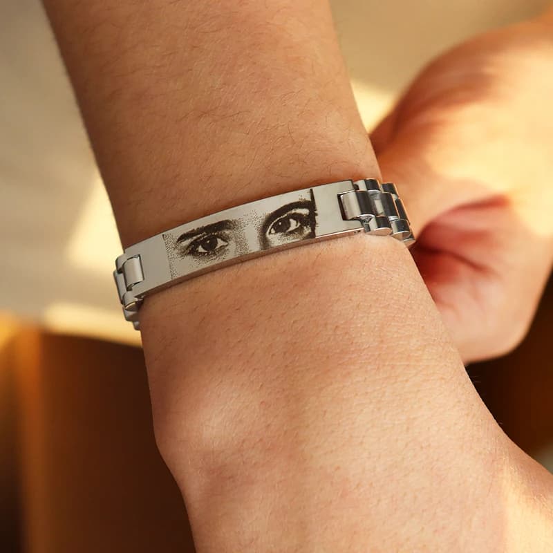Bracelet de montre personnalisé de 12 mm avec gravure de photo d'œil, bracelet en acier inoxydable p