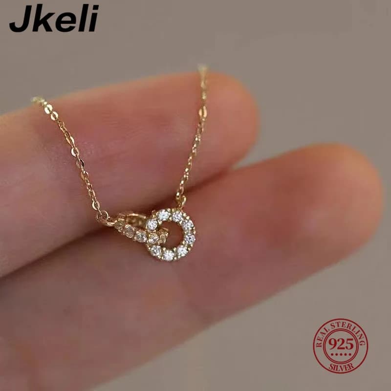 Jkeli coréen exquis pavé cristal géométrie S925 en argent Sterling pendentif collier femmes mode cha