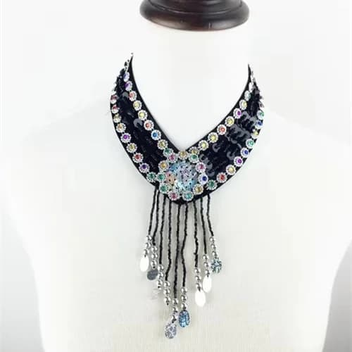 Bijoux bon marché, 12 couleurs, accessoires de Costume de danse orientale, paillettes perlées, colli