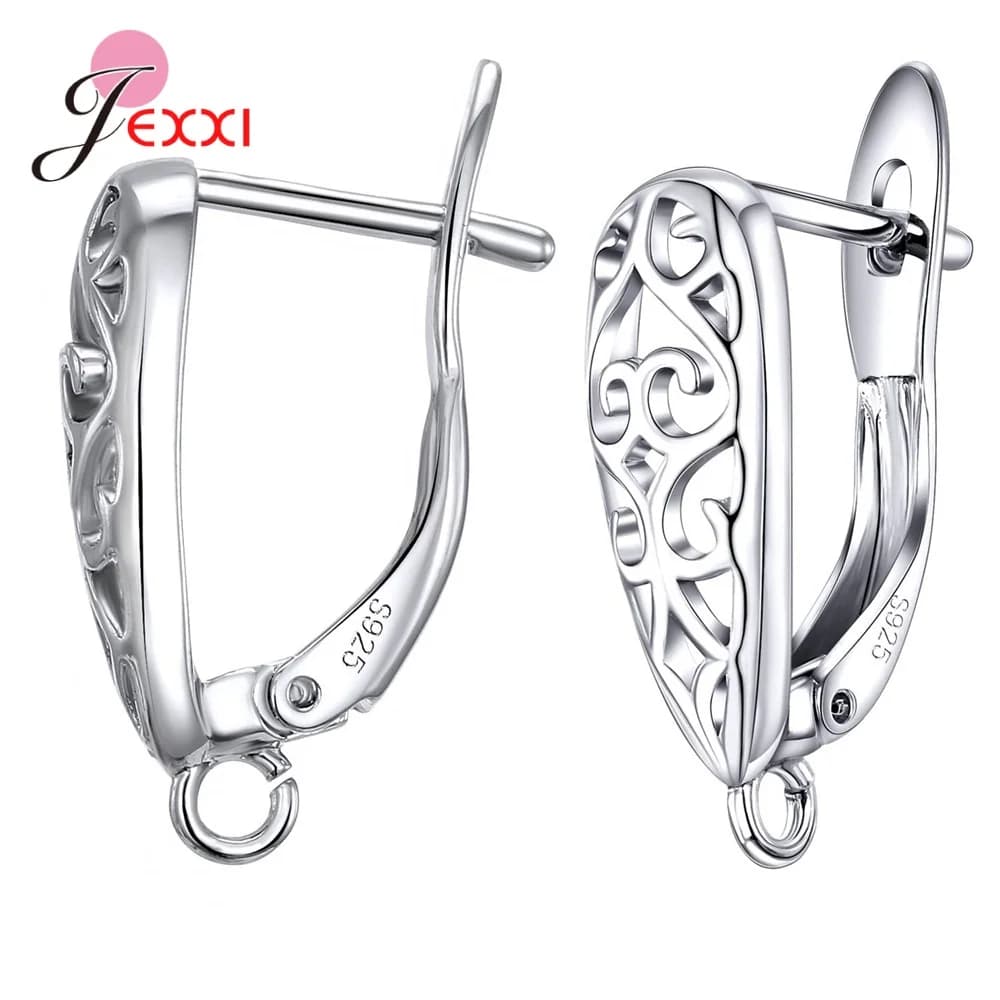 Boucles d'oreilles couleur argent Sterling 925 véritable, résultats pour bricolage, accessoire de bi