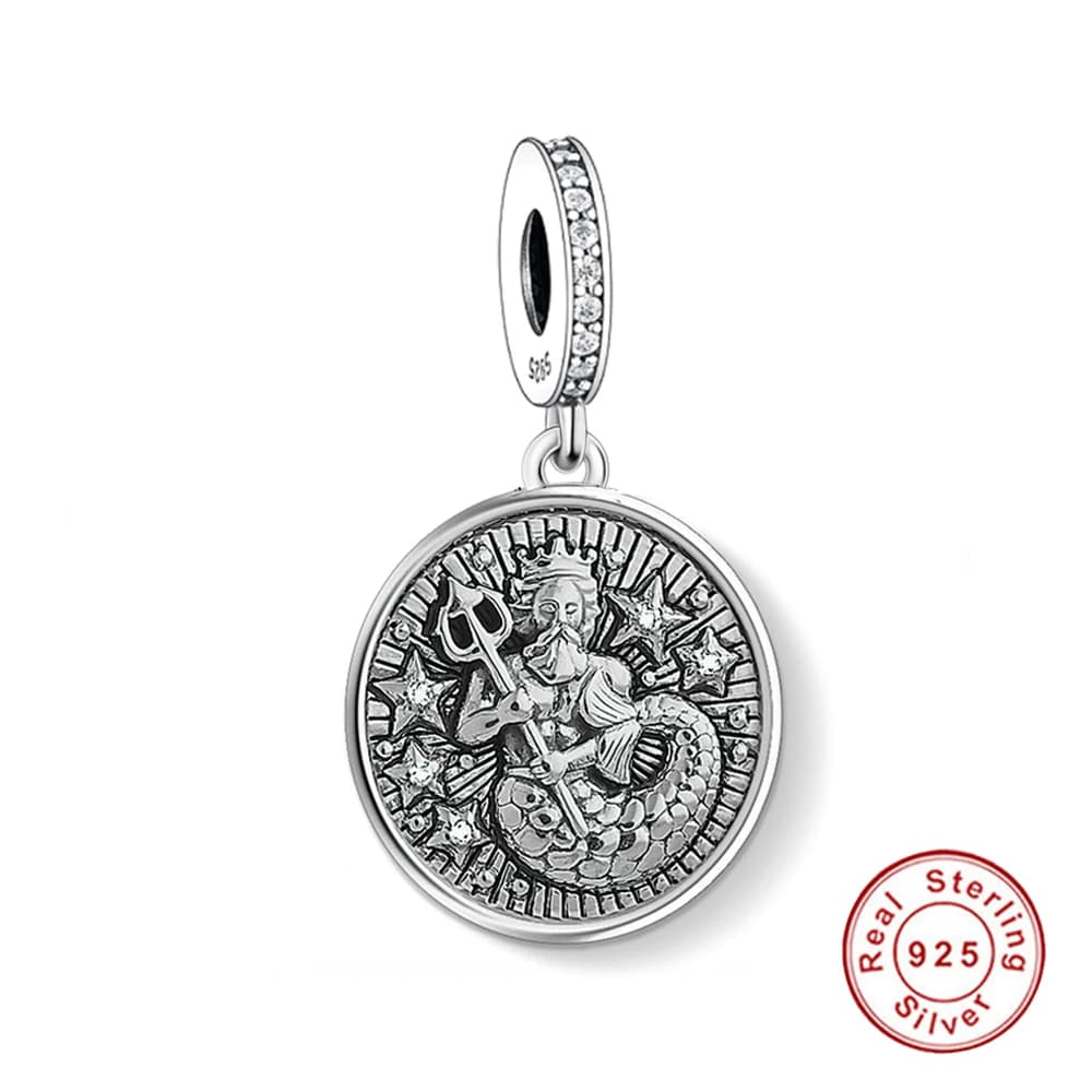 SilJew Original Pendentif Charme Badge 12 Constellations en Argent Sterling 925 et Zircon, Compatibl