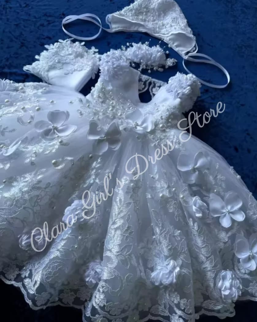 Robe de baptême élégante personnalisée pour bébé fille, combinaison de dentelle et de perles, adapté