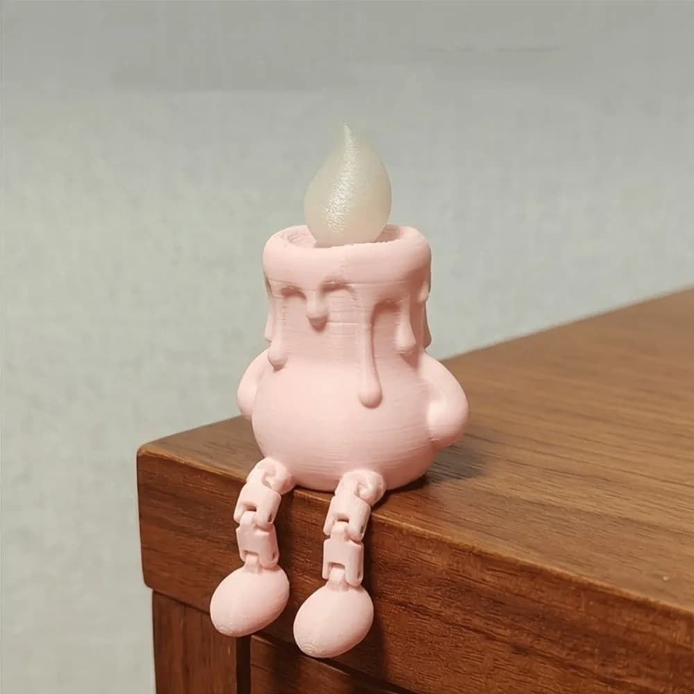 Figurine de bougie lumineuse imprimée en 3D, articulée, nouveauté, simulation de bougie phosphoresce