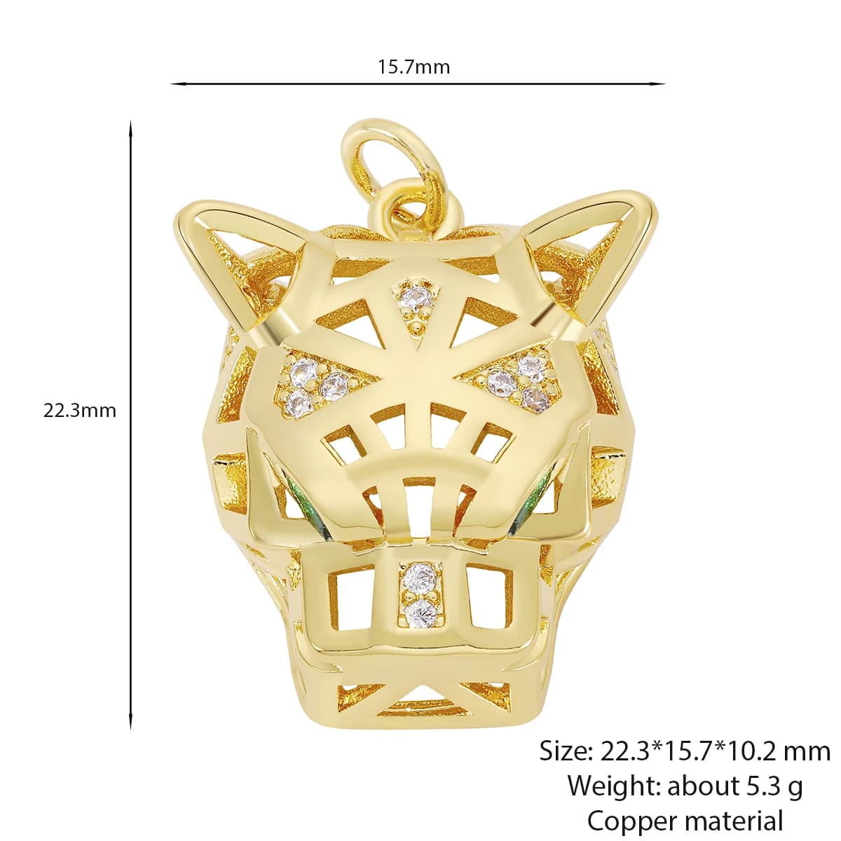 Breloques Vintage en Forme de Cœur Plaqué Or 18k, Panthère, Ours, Dinosaure, Mauvais Œil, Attention,