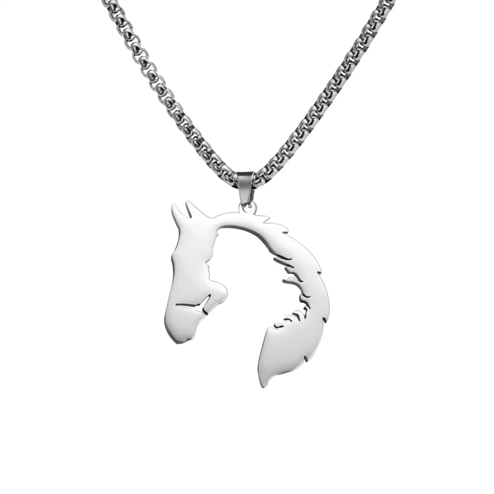 Collier pendentif tête de cheval pour femmes et hommes, bijoux en acier inoxydable, cadeaux du zodia