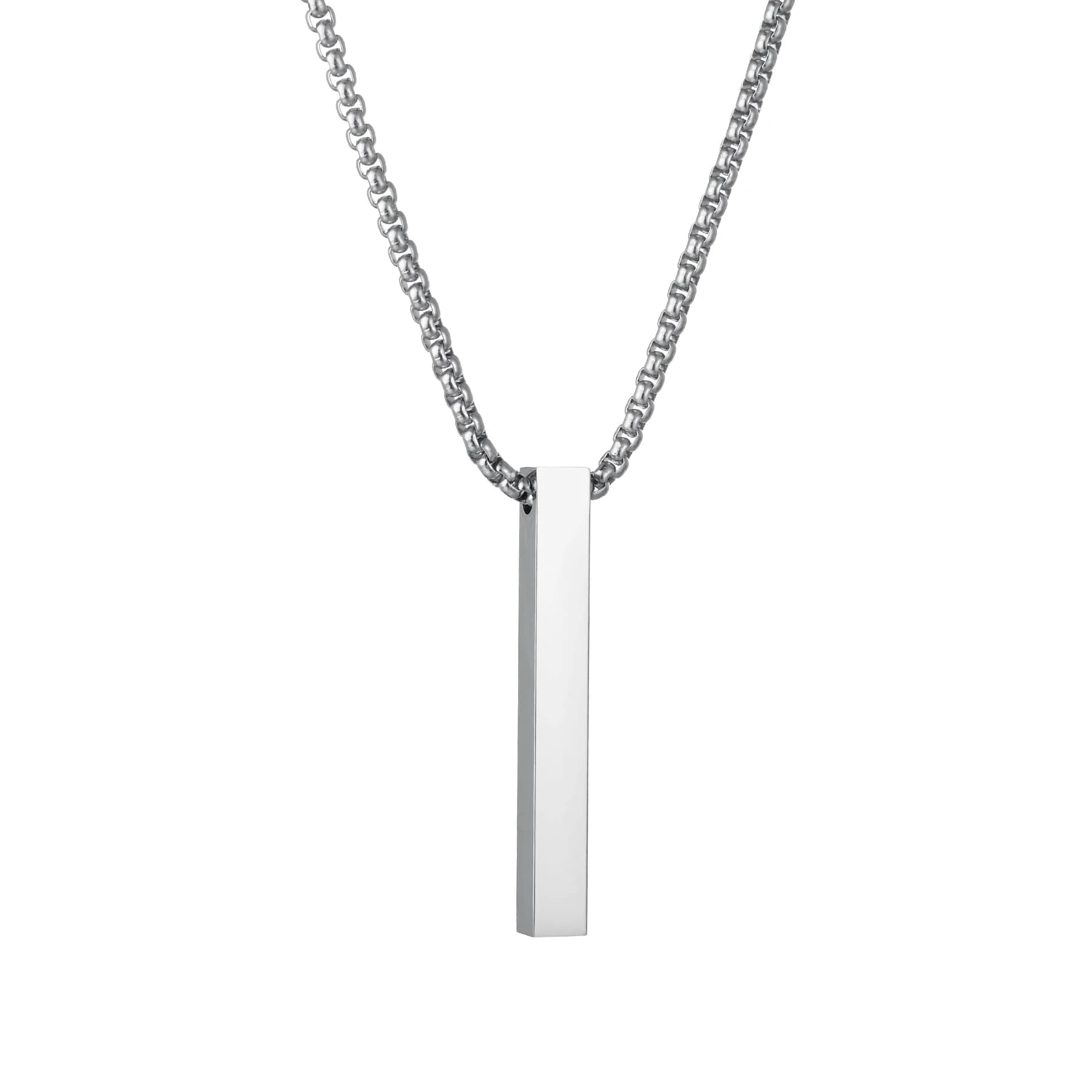 Collier de couple gravé avec nom et date, pendentif à deux barres sur 4 faces pour homme et femme, a
